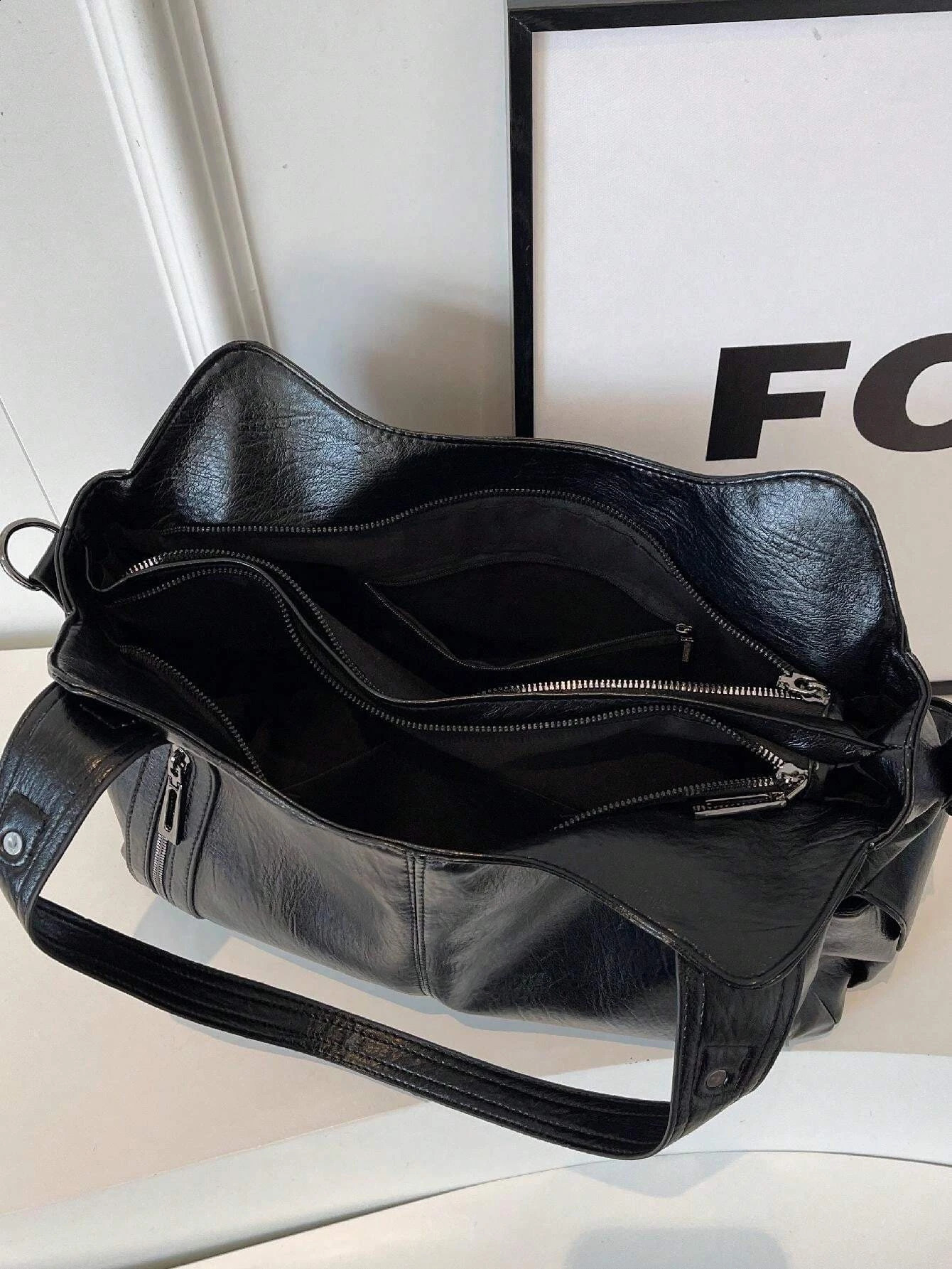 Retro Large Capacity Waterproof Business PU Tote Bag MultiPocket n Shoulder Multifunctional Travel Crossbody 240830z