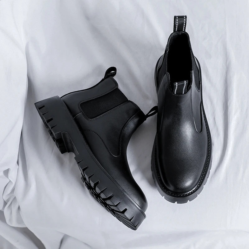 Classic Retro Thick Soled Leather Chelsea Boot Men Fashion Boot Men Casual British Style Bootanti-slip Wearable Comfort Boot 240830
