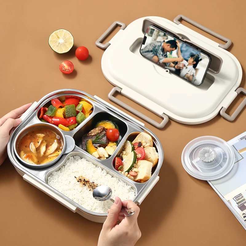 304 Stainless Steel Company Insulated Lunch Box Office Staff Student Sealed Portable Bento Microwave Heated Food ContainerX240831