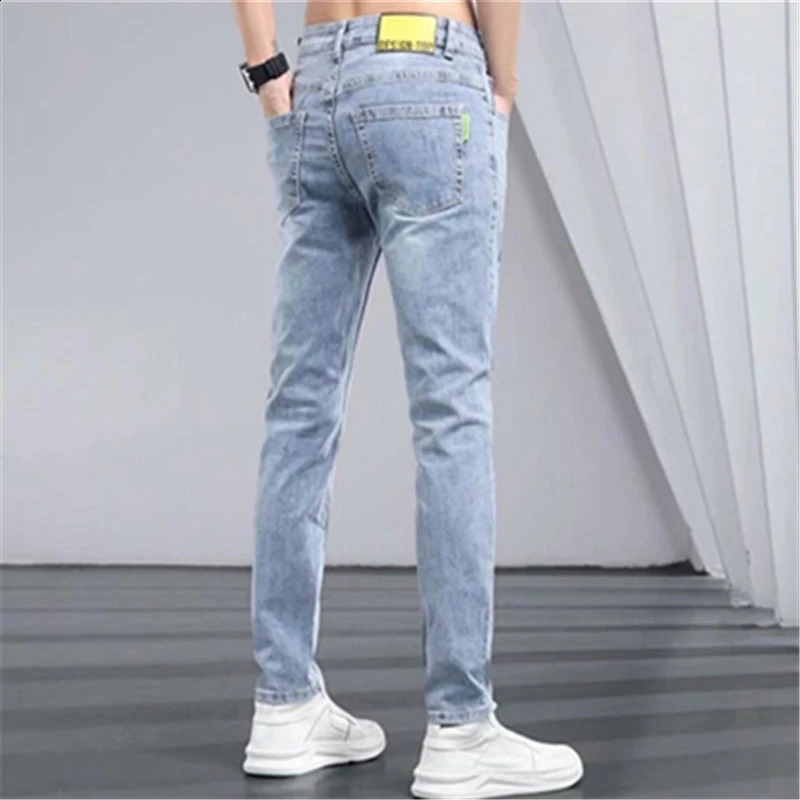 Boyfriend Daily Allmatch Pencil Distressed Jeans Men Casual Slim Fit Denim Pants N Leg Ripped Skinny Solid Trousers 240826Z