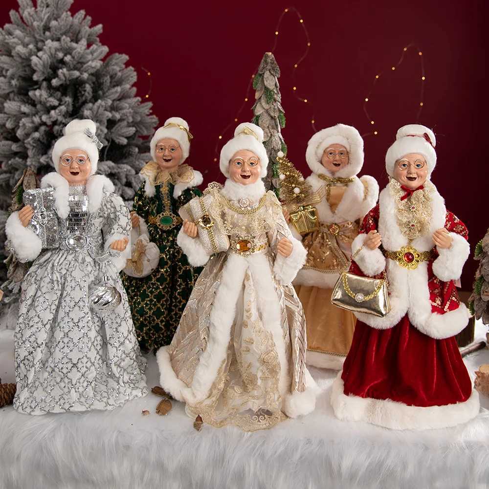 Christmas Decorations 48cm Christmas New Santa Claus Grandma Doll Decoration Scene Layout T240830