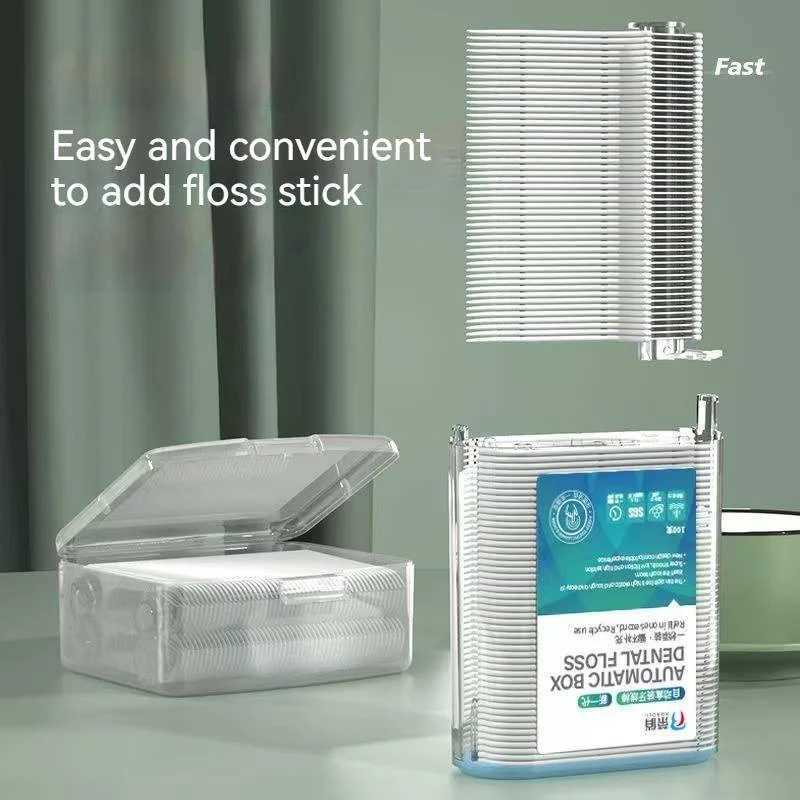 Floss Pick Dental Floss Picks Pop-Up Automatic Flosser Dispenser Sturdy Safe Container Flossers Toothpicks Container StorageXJ240830