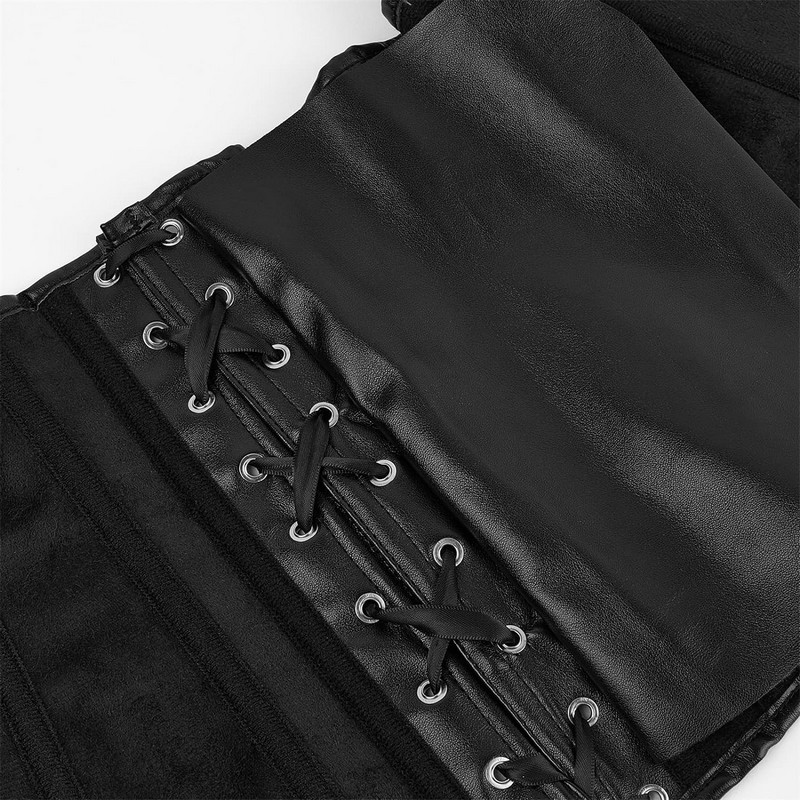 Women's Plus Size Faux Leather V-Neck Sexy Overbust Corset Bustier XS-6XL Zip-up Front Clubwear Steampunk Style Lingerie Black Red