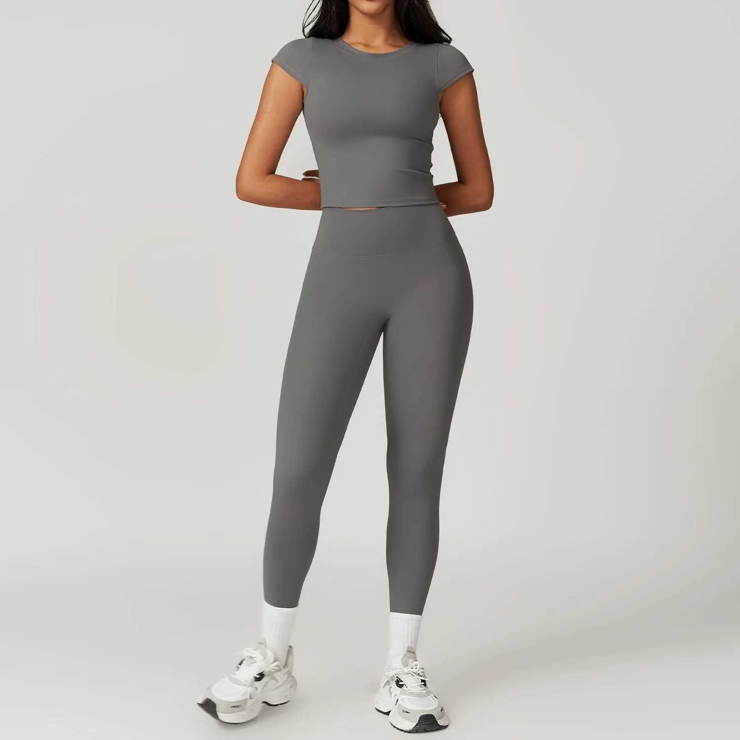 Two piece fitness yoga set for womens gym push ups running sportswear womens high waisted sportswear sportswear W250326