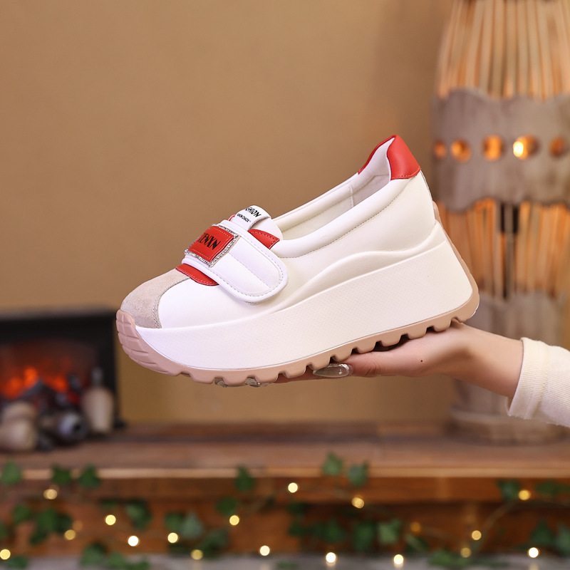 Fujin 8cm New Platform Wedge Flats Summer Fashion Genuine Leather Pumps Mixed Color Women Sandal Slippers Shoes Microfiber Pumps