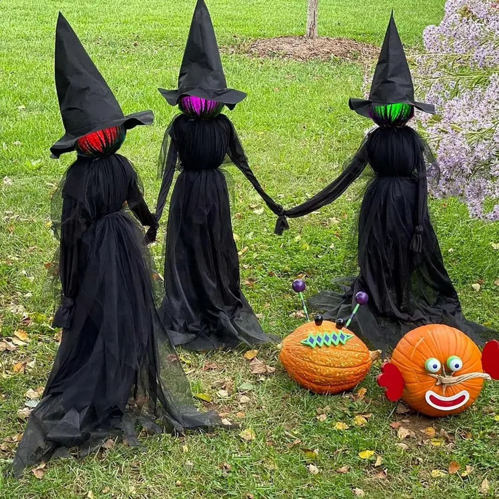 Halloween decoration 6-foot 3-light Halloween witch set with yard lawn haunted house decoration Halloween decoration 240830