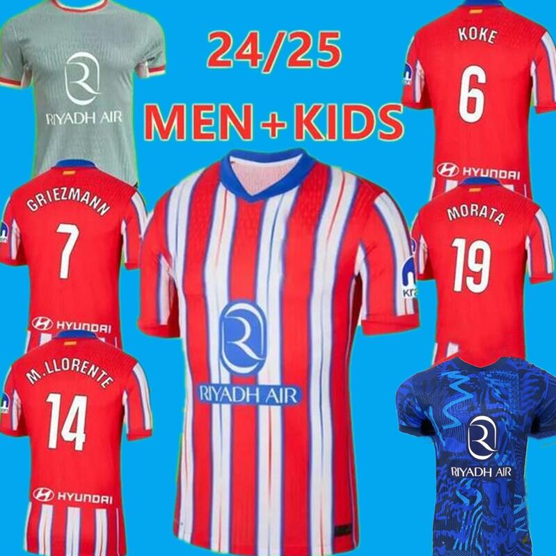 24 25 Atletico de Madrid Football Shirt Soccer Jerseys 120 Year MEMPHIS MORATA GRIEZMANN M.Llorente CORREA KOKE Camisetas LEMAR CARRASCO Football kit men kid kit 888
