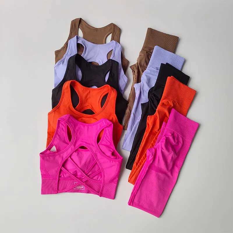 Womens sportswear fitness yoga set sportswear sports bra+high waist and leg gym clothing seamless sportswear W250326