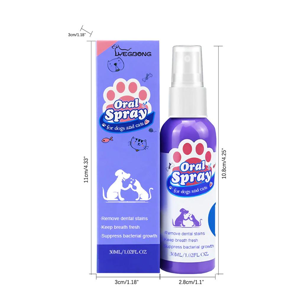 30ml Pet Spray Oral Care for Dogs Removes Plaque Cleans Teeth Breath Freshener Dogs Cats Teeth Clean Deodorant Prevent Calculus
