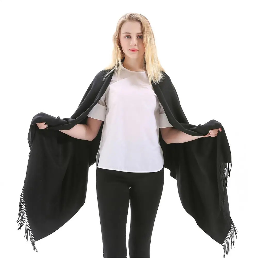 Fashion Cashmere Scarf Shawl Solid Autumn Winter Wrap Warm High Quality Soft Hijab Thick Women Pashmina Wool Orange 240828