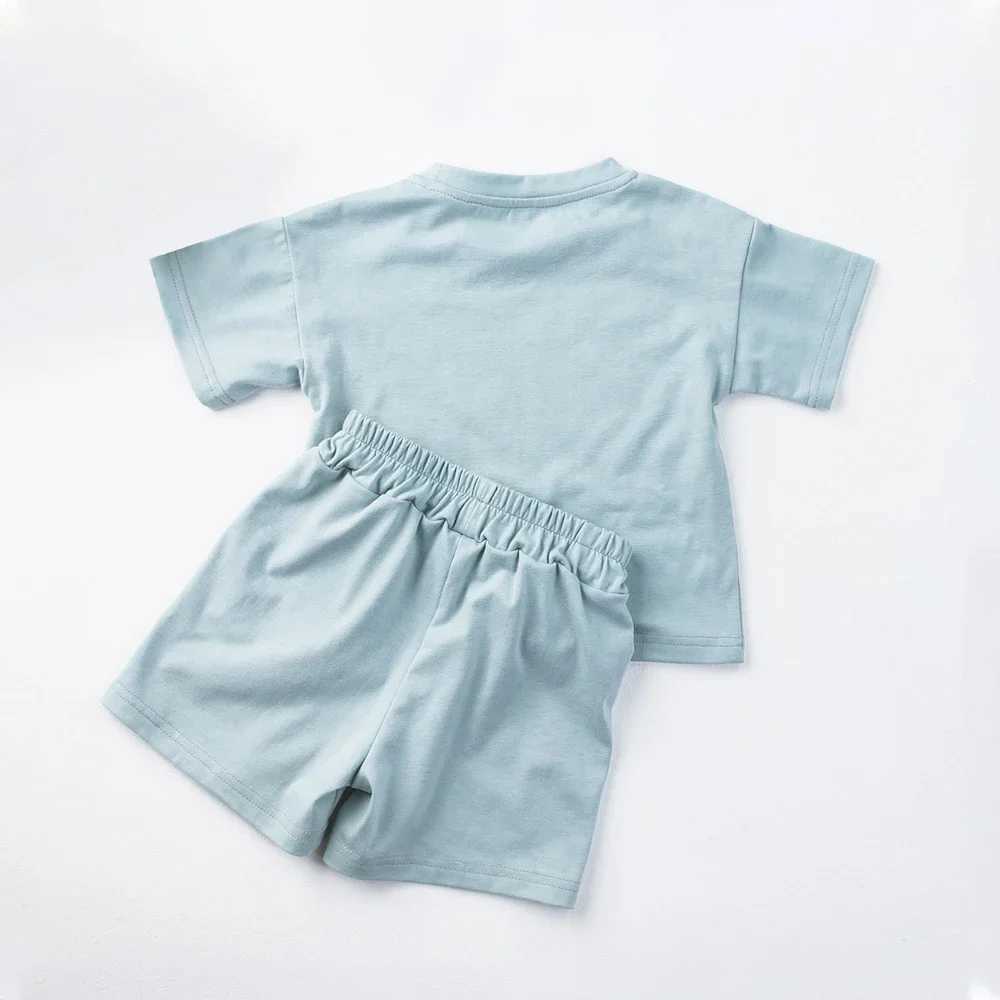 Toddler Boy Girl Casual Outfits Cotton Short Sleeves+Shorts 2pcs Clothes Sets Solid O-neck Baby Boy Clothes 1-6Y Children Suits W250218