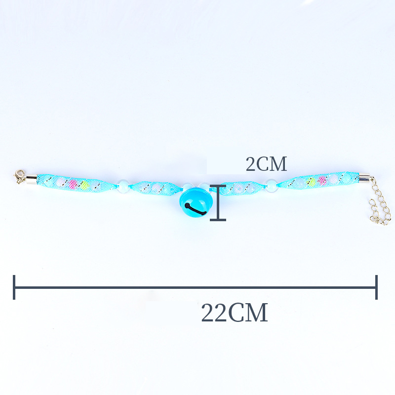 Pet Collar Necklace Hand Woven Cat Collars with Bell Cute Dog Neck Beaded Acrylic Beaded Kitten Collar Pet Accessories Supplies