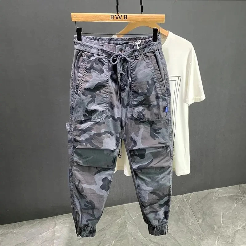 Cargo Pants Mens Summer Cotton Trousers Men Sweatpants Stretch Casual Streetwear Male Thin Motion Encil Pant Pantalones Hombre