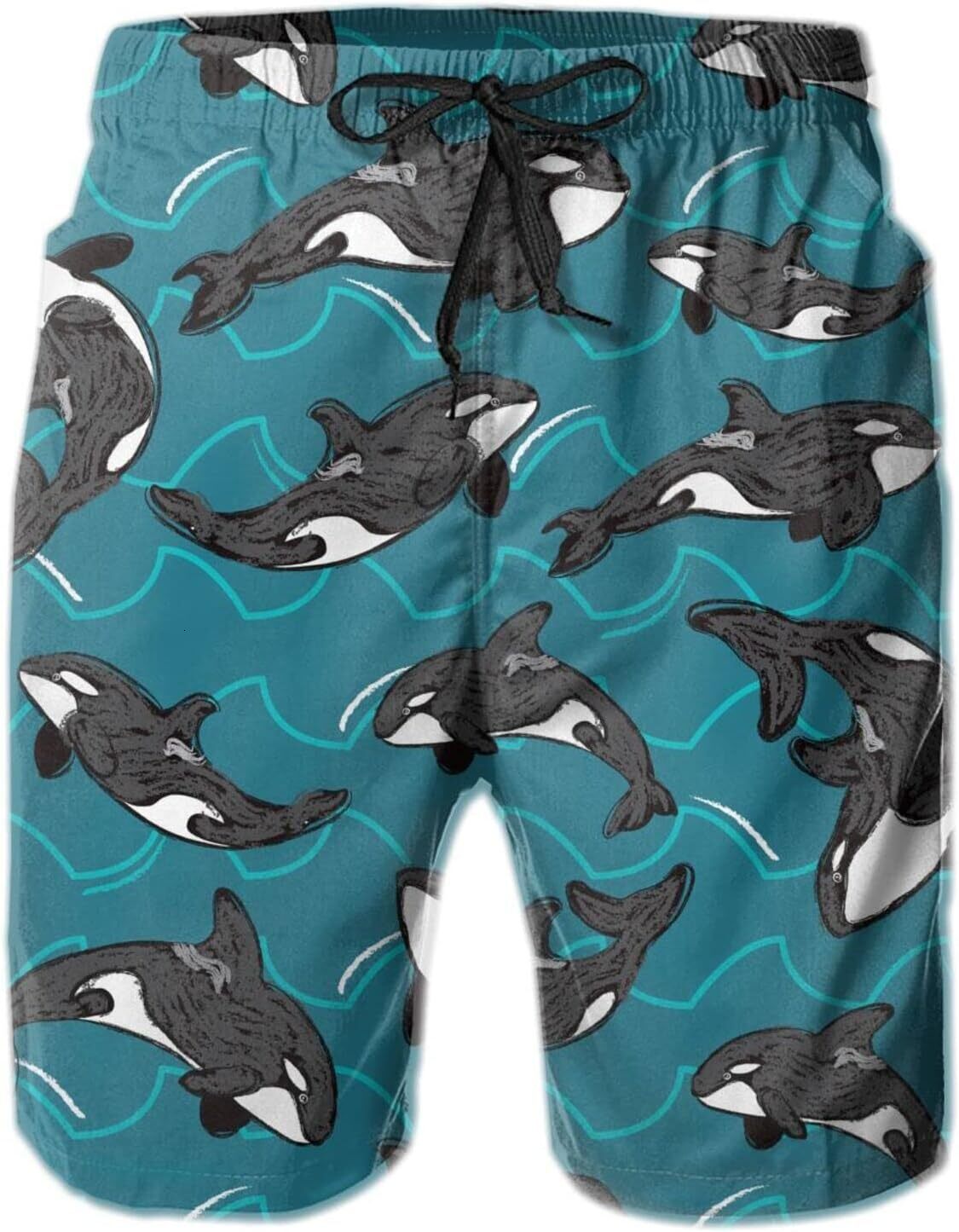 Mens Shorts 3D Printed Pattern Orcas In Waves Swim Trunks Quick Dry Fashion Beach Board Swimwear