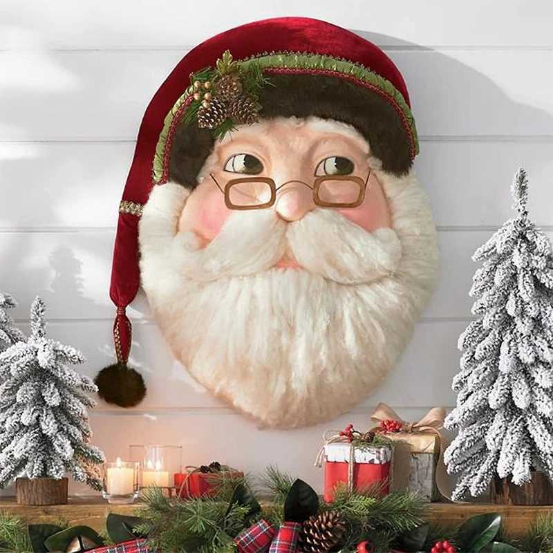 Christmas Decorations Wooden Santa Claus decoration cute and lovely Santa Claus door sign wall hanging wooden Christmas family party decoration T240830