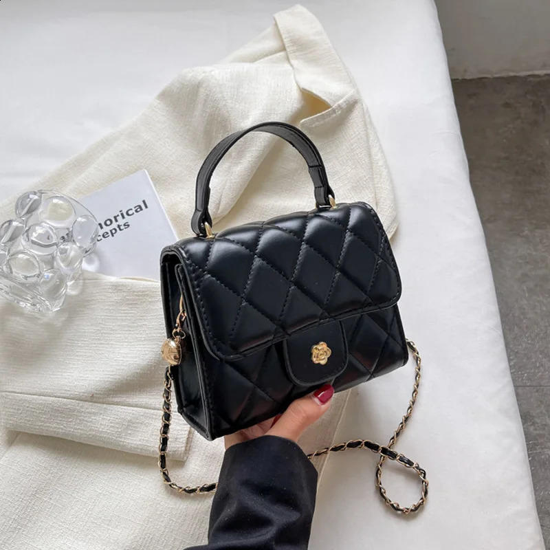 Fashion Plaid Shoulder Bag Casual Chain Strap Crossbody Bags For Women Handbags Pu Leather Small Top Handle Bags 240830