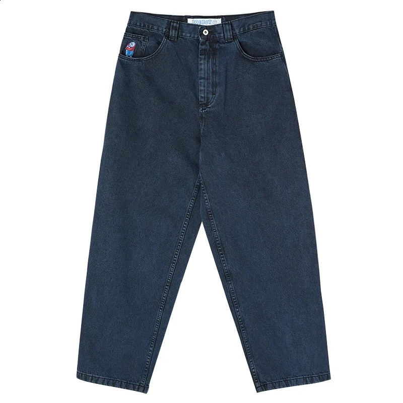 Polar Skate Co Big Boy Fashion Embroidered Pattern Jeans Mens Loose Straight Leg Daddy Pants Wide Skateboarding 240830