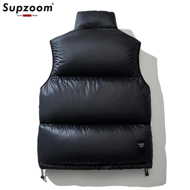 Supzoom Top Fashion Arrival Letter Leather Bracket Collar Autumn and Winter Mens Womens Warm Thick Down Vest 240830