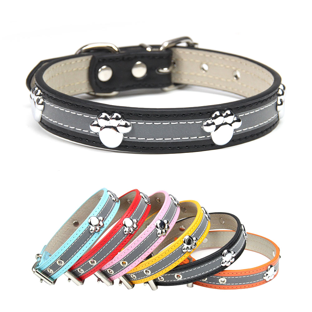 halloween pet PU Leather Reflective Dog Collar with Sturdy Rivets - Safe Nighttime Walking Accessory