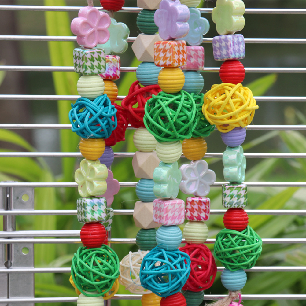 Bird Toys Parrot Toys Bird Block Knots Tearing Toy Hanging Wooden Parrot Chewing Toy For Parrots, Cockatoos, Macaw
