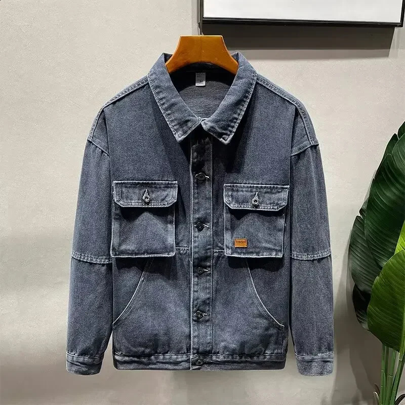 Trendy Denim Jacket For Men Loose Fit European Style Streetwear Fashion Spring Season Arrival Clothing Regular Length 240830