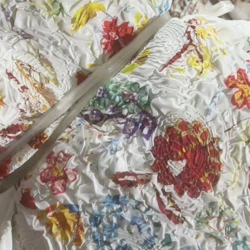 Manufacturer's direct supply of all polyester yarn wrinkled fabric printed fabric clothing fabric