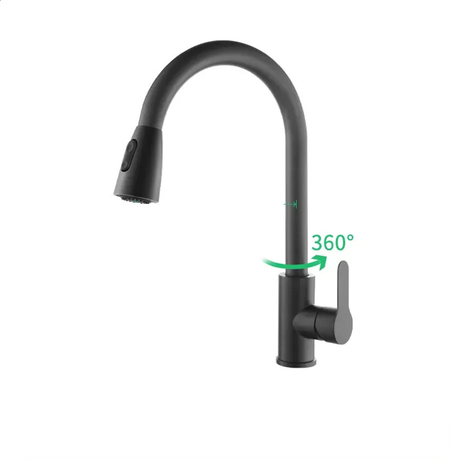 Kitchen faucet with pullout spray nickel brush kitchen 2mode 360 ° sliding sink 240830