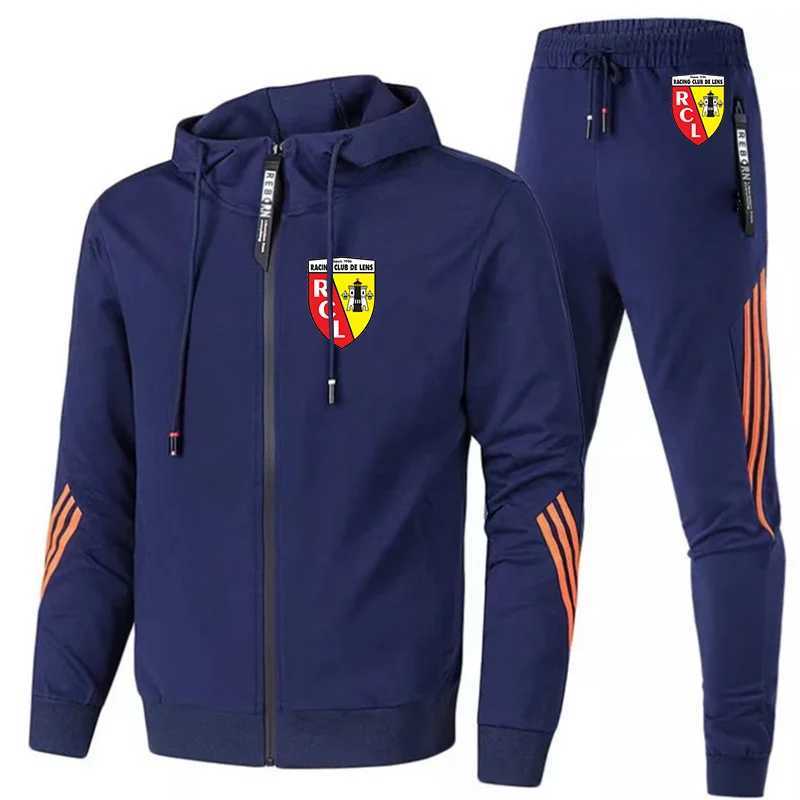 Men's Tracksuits Euro Club Rc Lens Printed Men Casual Set Spring Autumn New Sportswear Hoodies+Pants 2PCS Sets Hip Hop Strt Loose Tracksuits Y240