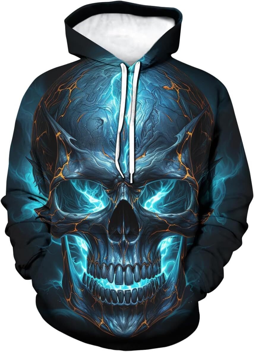 Halloween Hoodie for Mens Skull Hoodie For Men 3D Print Novelty Graphic Hoodies Fashion Sweatshirts Graphic Pullover Long Sleeve