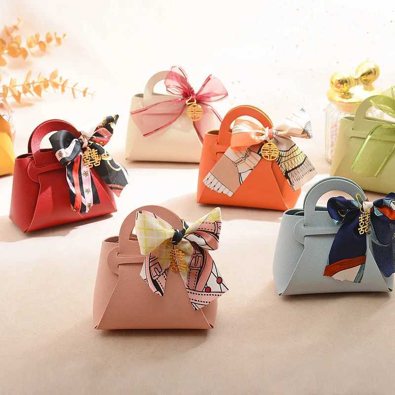 60 pieces of leather gift bags for Easter Eid al Fitr wedding guests favorite mini box handbags with ribbon packaging box party gift distributionX2408