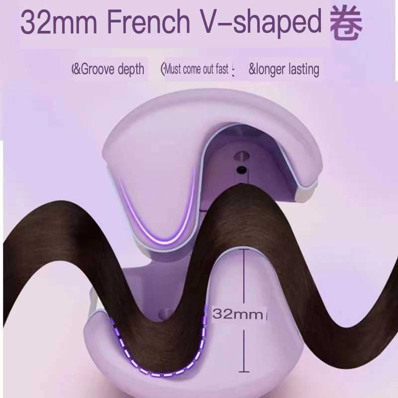 32mm French curly iron water big waves wool curly crumbs negative ions not harmful to hair W240830