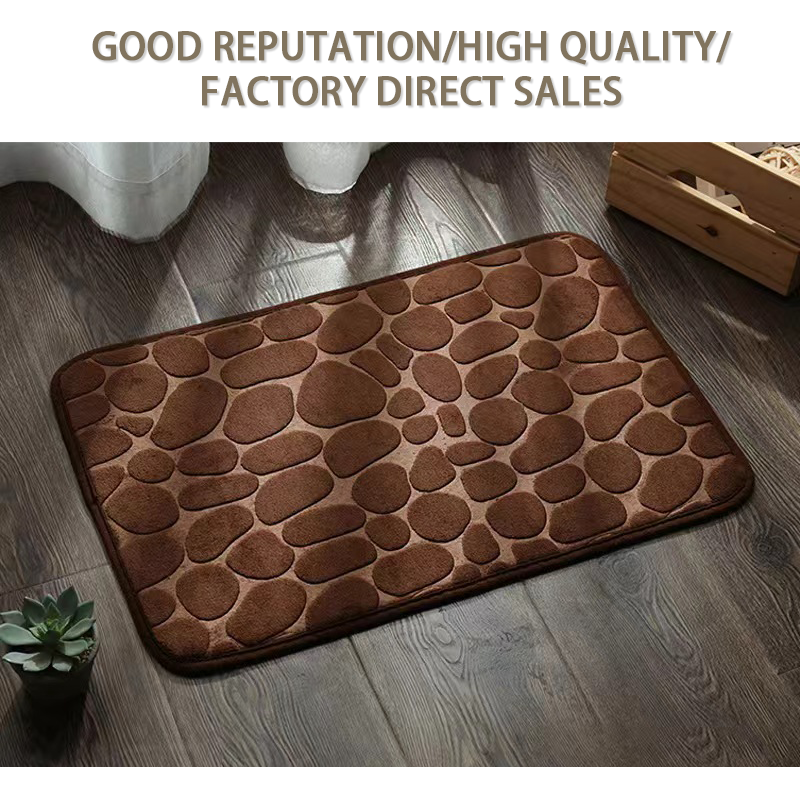 Bath Mats Cobblestone Embossed Mat Non-slip Carpets Water Absorption Washable Bathtub Floor Rug Shower Doormat Bathroom Decor Brown
