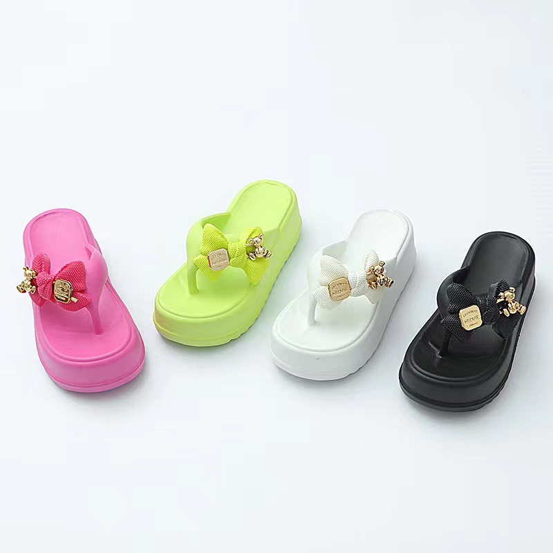 Bow Flat Flip Women 2023 New Summer Platform ps Female Thick Sole Mules Outdoor Fashion Casual Comfortable Slides 254a