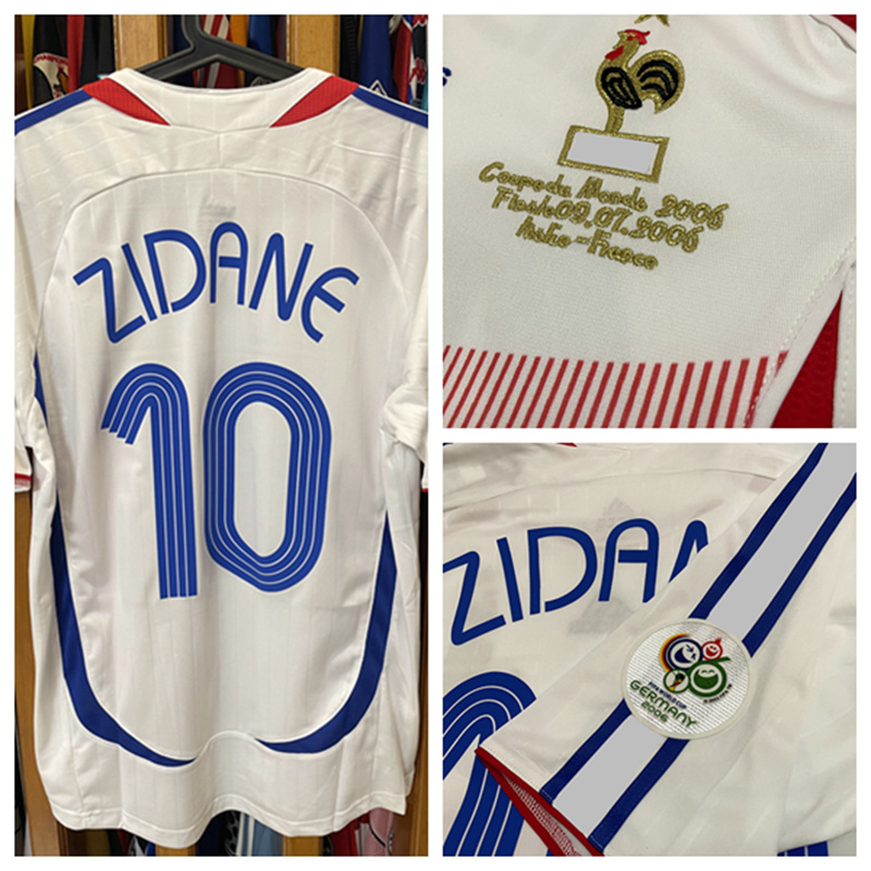 Match worn player issue Fr 06 world cup final away Shirt Jersey Short Sleeves Zidane Custom Name Number Patches Sponsor