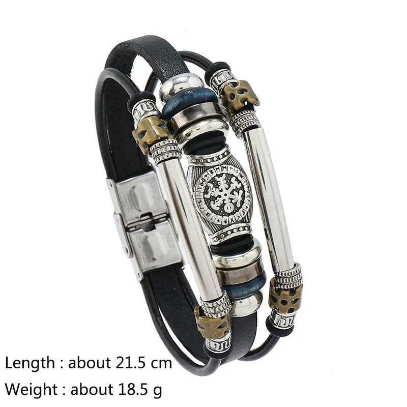 Hip hop punk mens leather bracelet retro Viking bracelet mens leather charm wristband steampunk handmade jewelry gift W240830