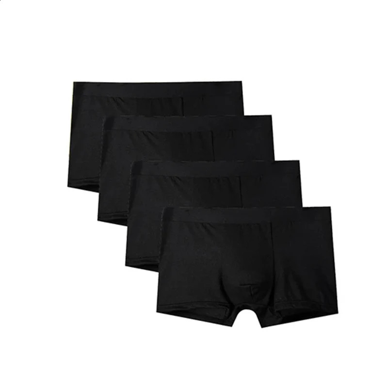 4Pcs Men Boxer Black Mens Panties Underwears Breathable Sexy Male Solid Underpants Comfortable Underwear Boxers 240830