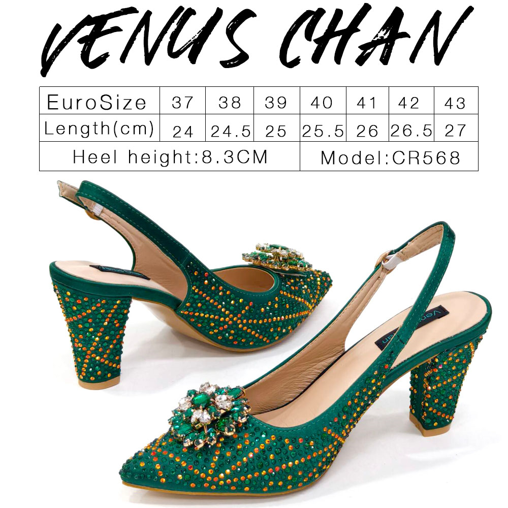 Venus Chan Elegant Pointed-Toe Heeled Sandals 2024 Woman High Heels Rhie New Italian Shoes and Bag for Party
