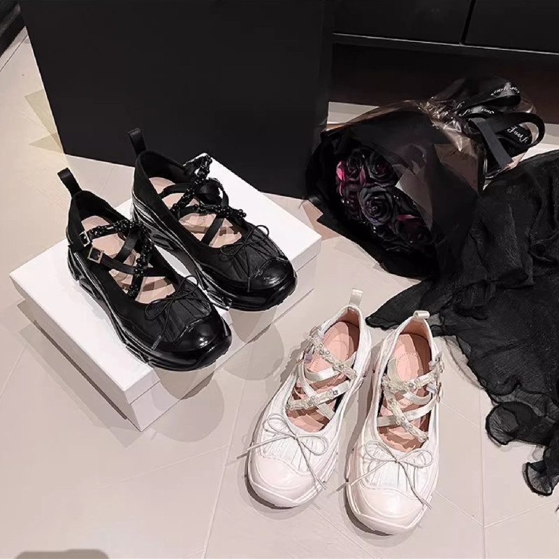 Autumn Chunky Sports 5902f Women Shoes Fashion Shallow Butterfly-knot Platform Sneakers Ladies Casual Flats Outdoor Mary Jane Shoe