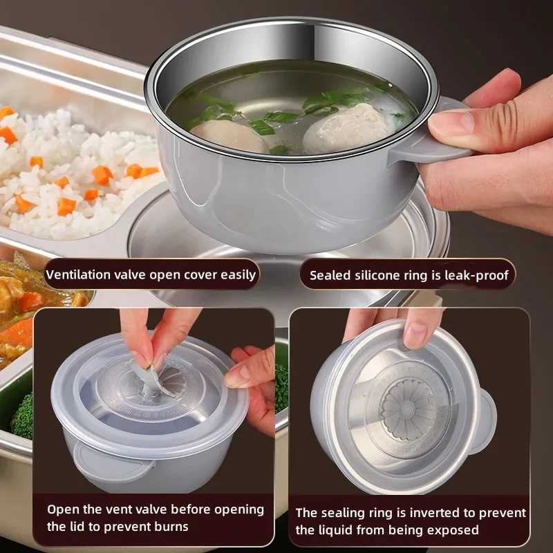 304 Stainless Steel Company Insulated Lunch Box Office Staff Student Sealed Portable Bento Microwave Heated Food ContainerX240831