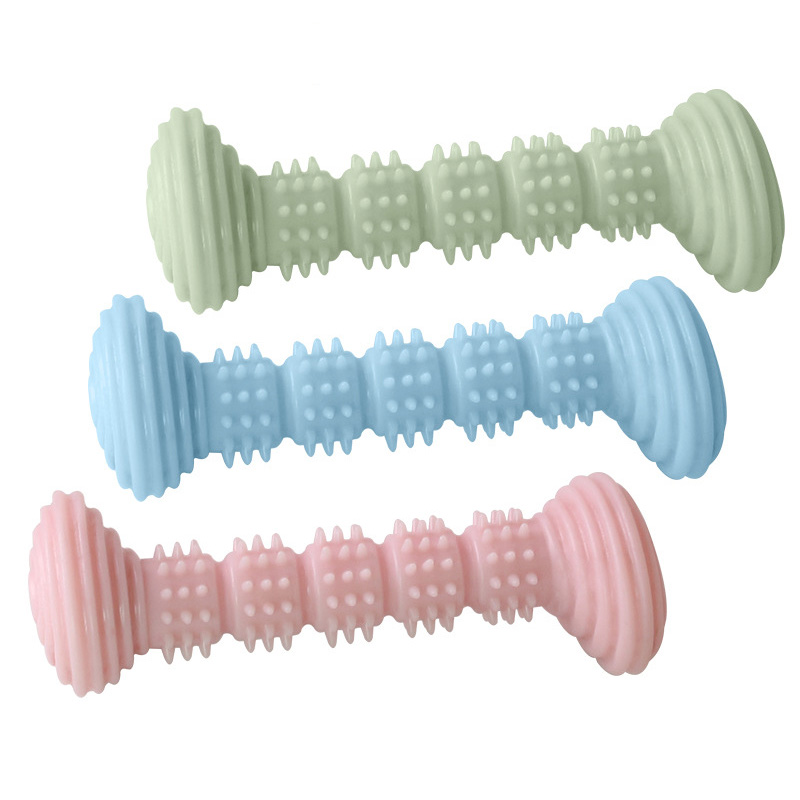 Barbell Shape Dog Chew Toy For Small Dogs Bite Resistant Dog Toothbrush Molar Stick Dental Care Pets Training Interactive Toys