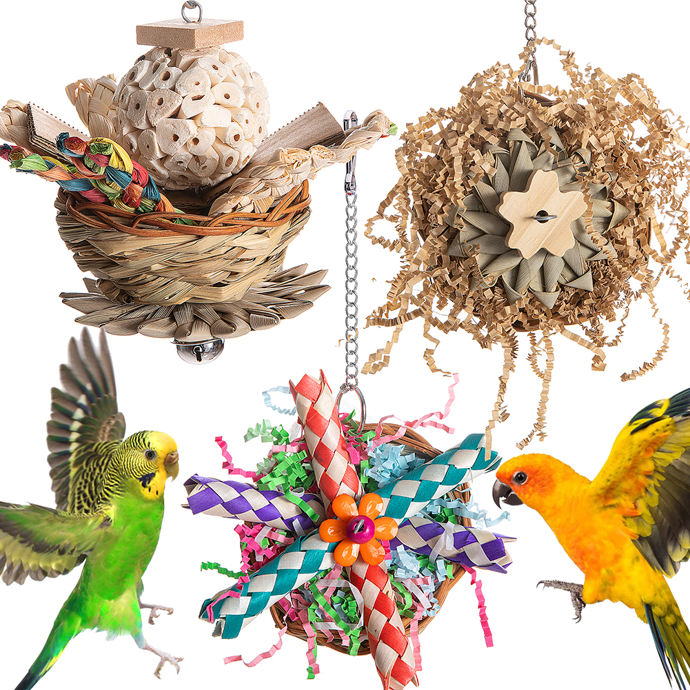 3 Pcs Bird Toys Parrot Shredder Toy Hanging Foraging Shredder Toy Bird Cage Accessories For Parrots Cockatoos Cockatiel Budgies