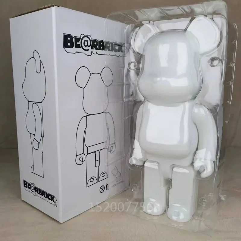 Decorative Objects Figurines High quality black and white bear DIY assembly 28cm Milky Way painting bear 3D model mini brick toy T240829