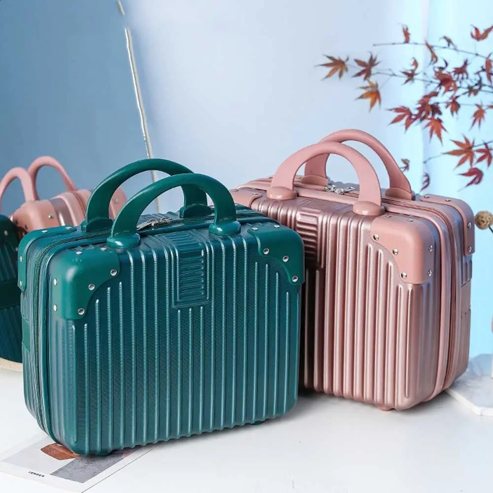 14 inch Mini Travel Suitcase Cosmetic Box Hand Lage Organizer Makeup Case Small Password Boarding y240830