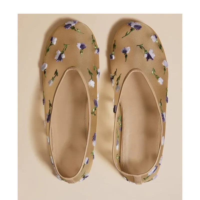 Embroidered Hand wers Design Mesh Hollow Flats Women Summer Breathable Ballet Mary Jane Shoe Elegant Loafers Shoes 8f59 s