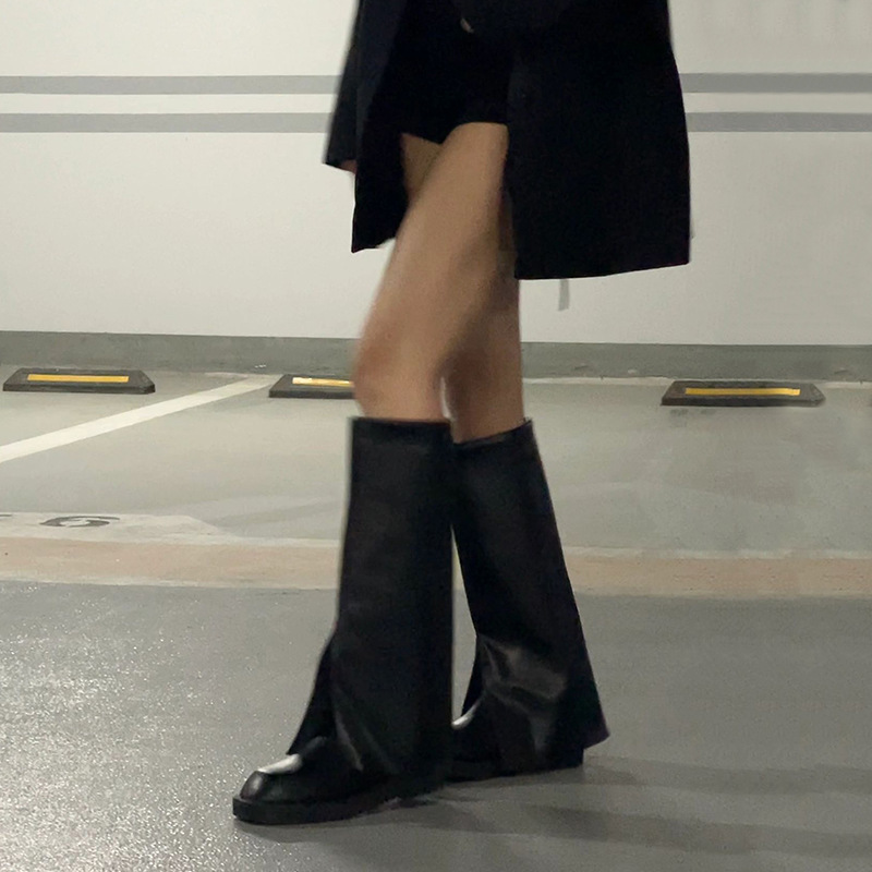 Women's square toe over knee thick soled high boots