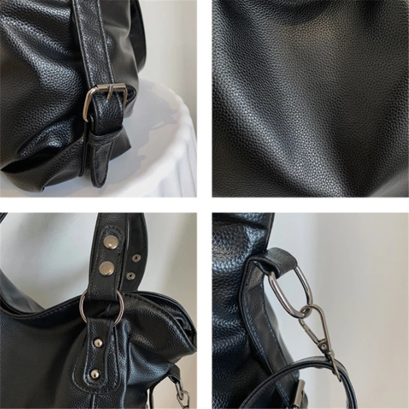 Large Capacity Black Shoulder Bags For Women Shopper Bag Solid Color Soft Leather Crossbody Handbag Lady Travel Tote 241115