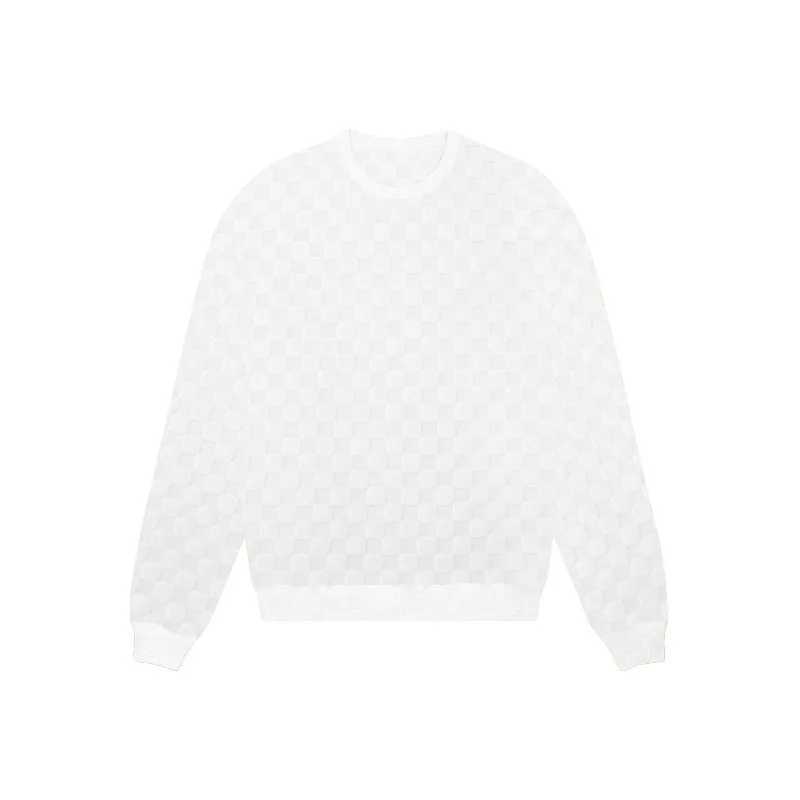 Men's Hoodies Sweatshirts Cross border mens autumn and winter heavy-duty jacquard checkered round neck casual bottom shirt knitted long sleeved s