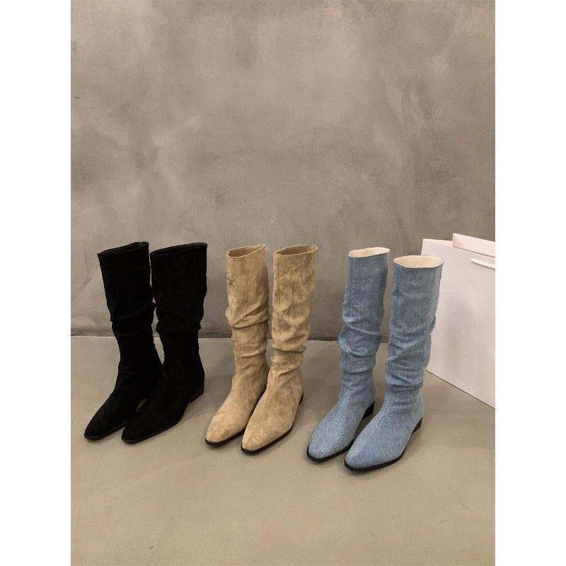 Women's autumn and winter velvet pile boots long leg knight boots