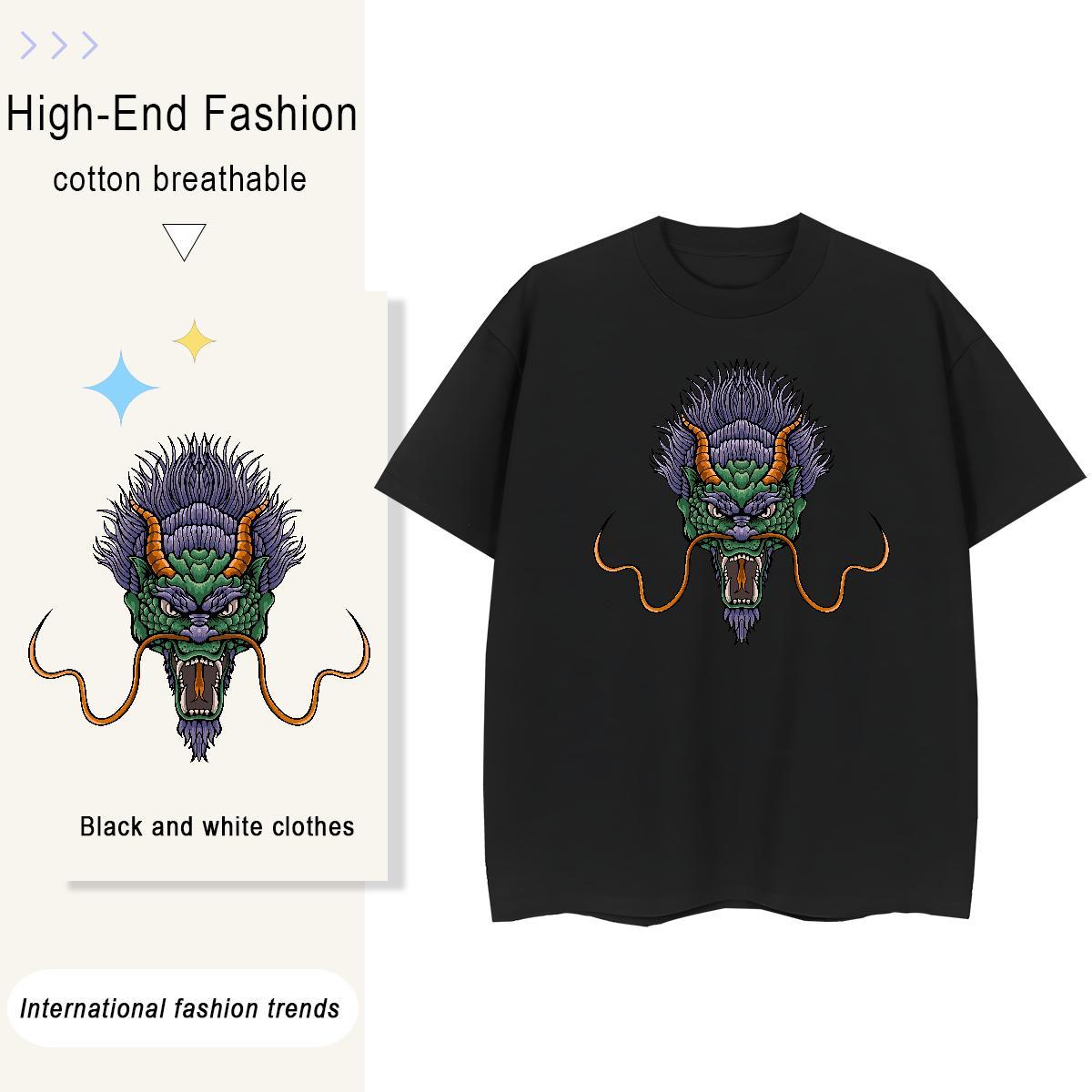 2024 DIY T Shirts Women 100% Cotton 230g Short sleeve Soft Casual Beach dragon Women Tshirts High quality Graphic Tees Shirts