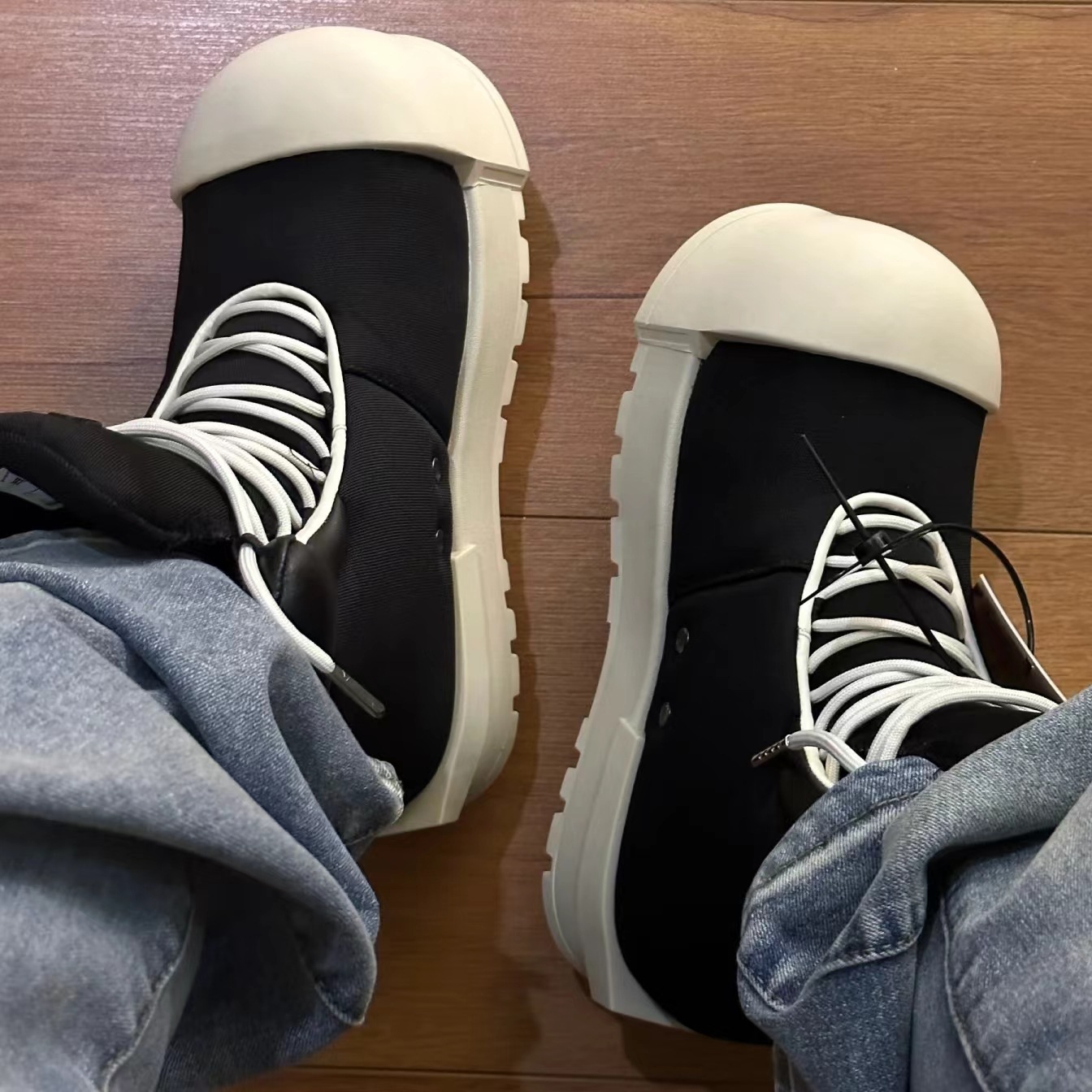 Man New Fashion Woman Chubby Bread Chunky Heel Male Female Ankle Boot Round Toe Men Women Casual Shoe 0f46